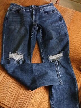 Judy Blue Slim Fit Straight Distressed Blue 14W s